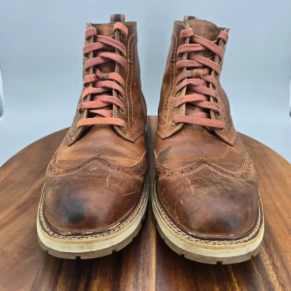 Timberland Boots Mens 10.5 M Brown Leather Casual Brogue Wingtip Lace Up Ankle